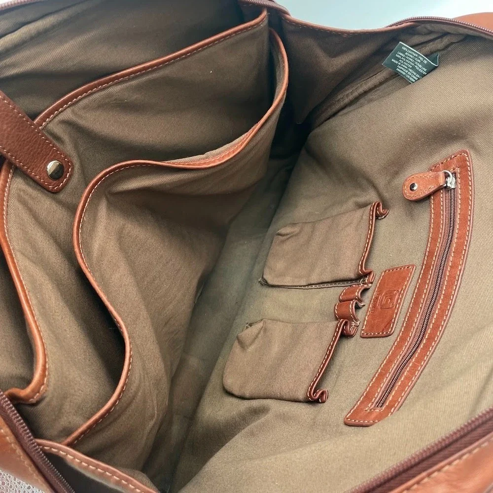 Liz Claiborne Brown Genuine Leather Laptop Briefcase Work Tote Bag